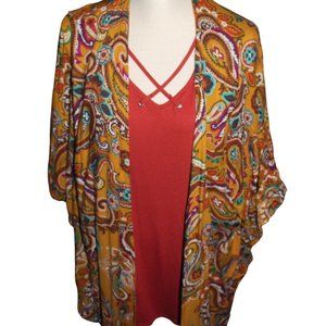 TERRA & SKY 2-Piece Kimono Set Size 2x (20W/22W) EUC Host Pick 7/6/23